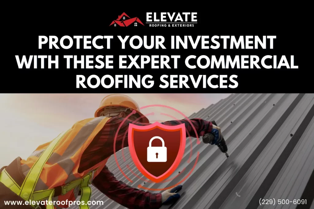 Commercial roofing contractor working on flat roof installation
