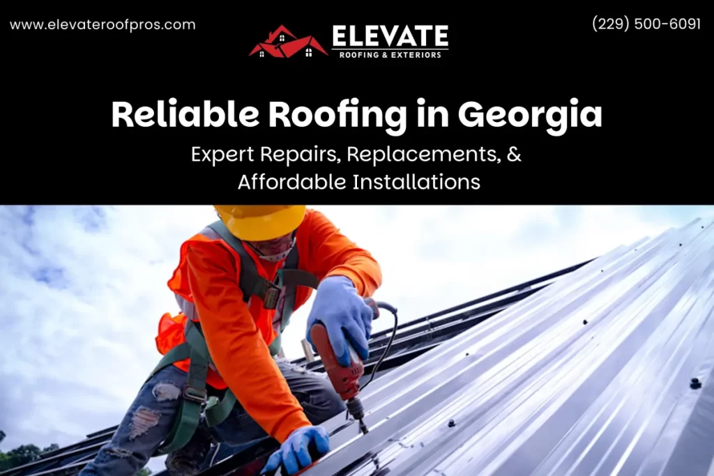 Roofer performing roof replacement in Georgia