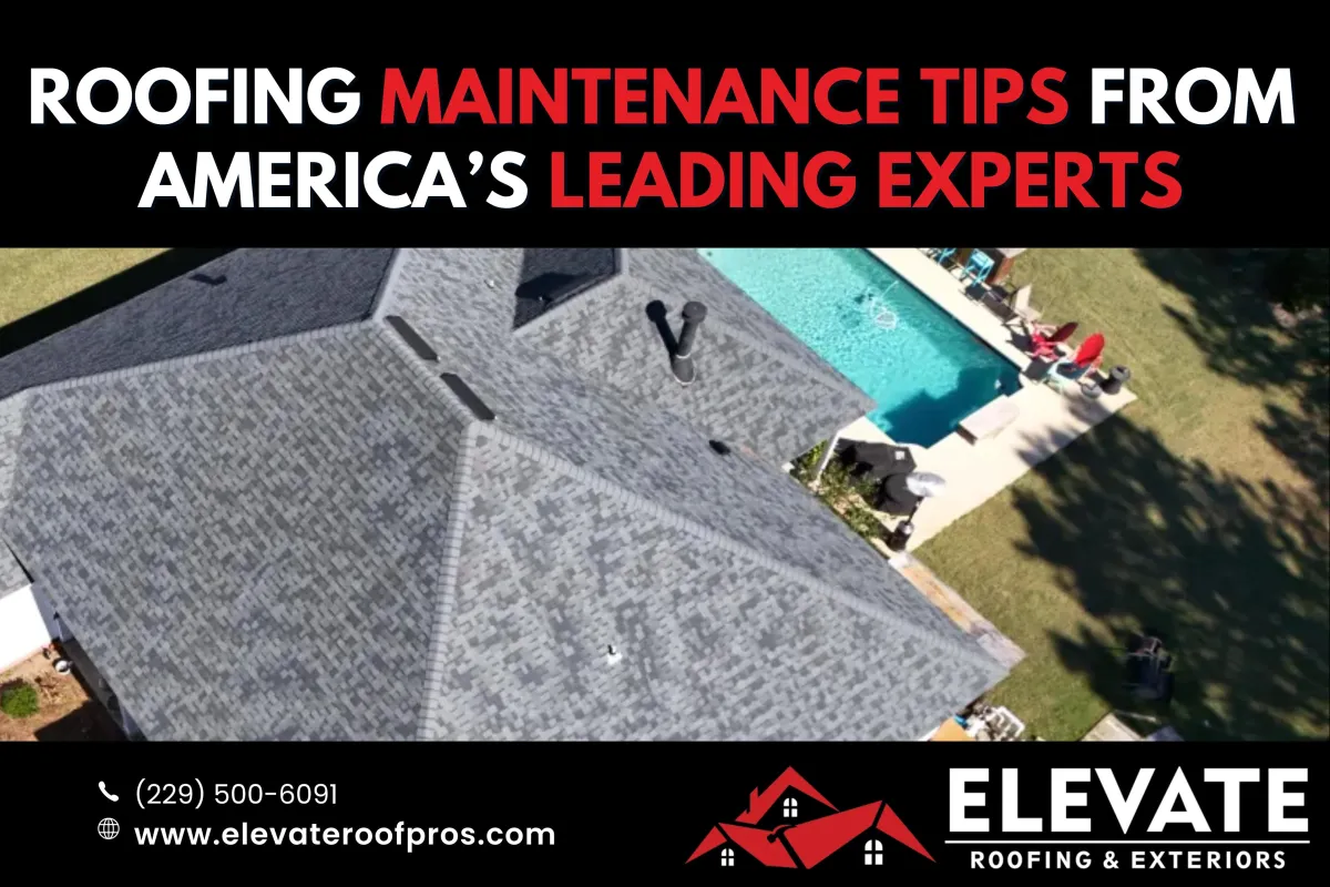 Roofer performing routine roof maintenance on a home